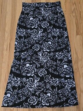 INC International Concepts Black and White Floral Maxi Skirt